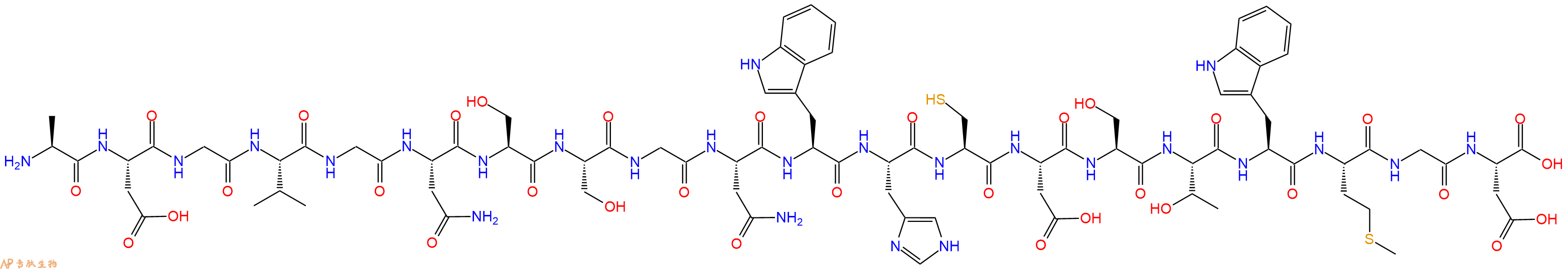 专肽生物产品H2N-Ala-Asp-Gly-Val-Gly-Asn-Ser-Ser-Gly-Asn-Trp-His-Cys-Asp-Ser-Thr-Trp-Met-Gly-Asp-OH