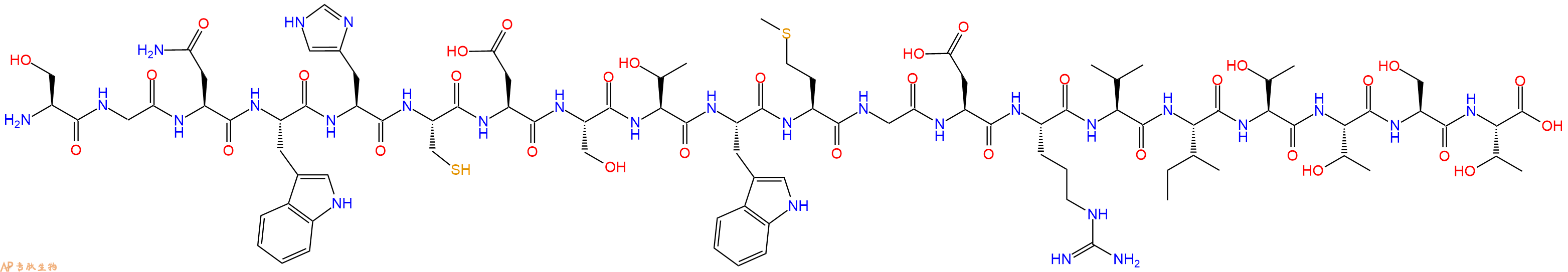 专肽生物产品H2N-Ser-Gly-Asn-Trp-His-Cys-Asp-Ser-Thr-Trp-Met-Gly-Asp-Arg-Val-Ile-Thr-Thr-Ser-Thr-OH