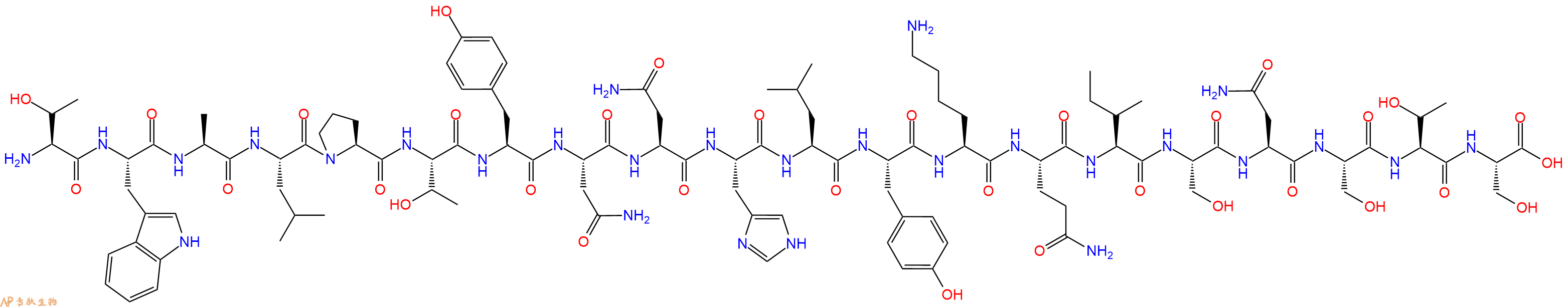 专肽生物产品H2N-Thr-Trp-Ala-Leu-Pro-Thr-Tyr-Asn-Asn-His-Leu-Tyr-Lys-Gln-Ile-Ser-Asn-Ser-Thr-Ser-OH
