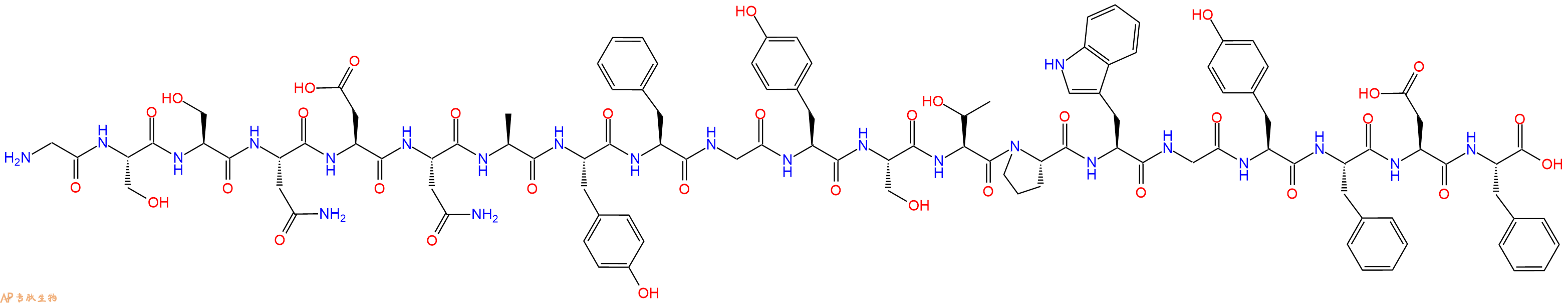专肽生物产品H2N-Gly-Ser-Ser-Asn-Asp-Asn-Ala-Tyr-Phe-Gly-Tyr-Ser-Thr-Pro-Trp-Gly-Tyr-Phe-Asp-Phe-OH