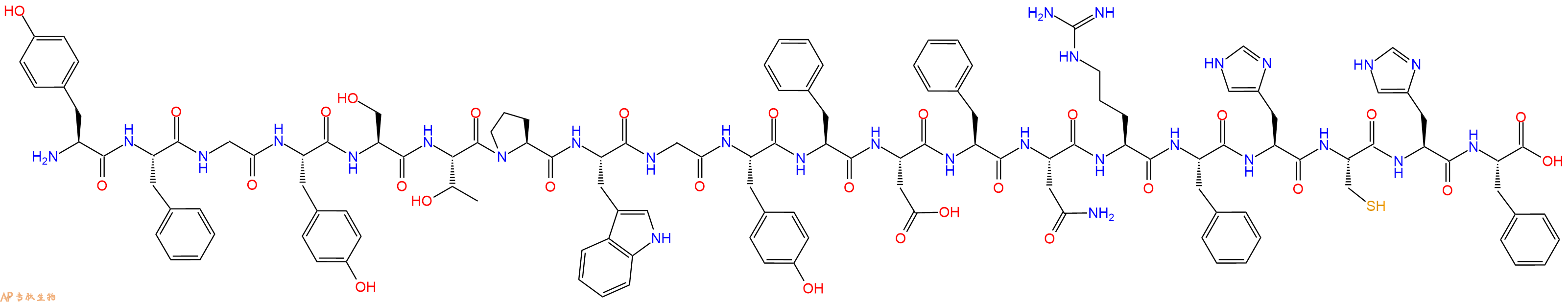 专肽生物产品H2N-Tyr-Phe-Gly-Tyr-Ser-Thr-Pro-Trp-Gly-Tyr-Phe-Asp-Phe-Asn-Arg-Phe-His-Cys-His-Phe-OH