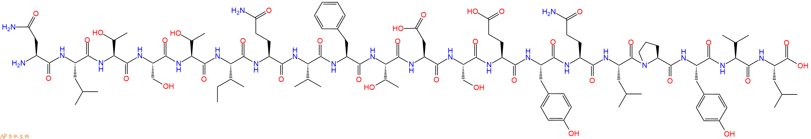 专肽生物产品H2N-Asn-Leu-Thr-Ser-Thr-Ile-Gln-Val-Phe-Thr-Asp-Ser-Glu-Tyr-Gln-Leu-Pro-Tyr-Val-Leu-OH