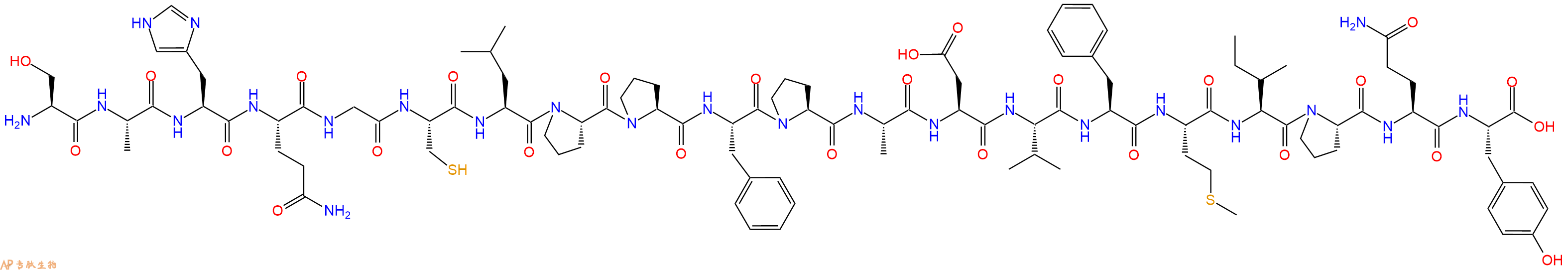 专肽生物产品H2N-Ser-Ala-His-Gln-Gly-Cys-Leu-Pro-Pro-Phe-Pro-Ala-Asp-Val-Phe-Met-Ile-Pro-Gln-Tyr-OH