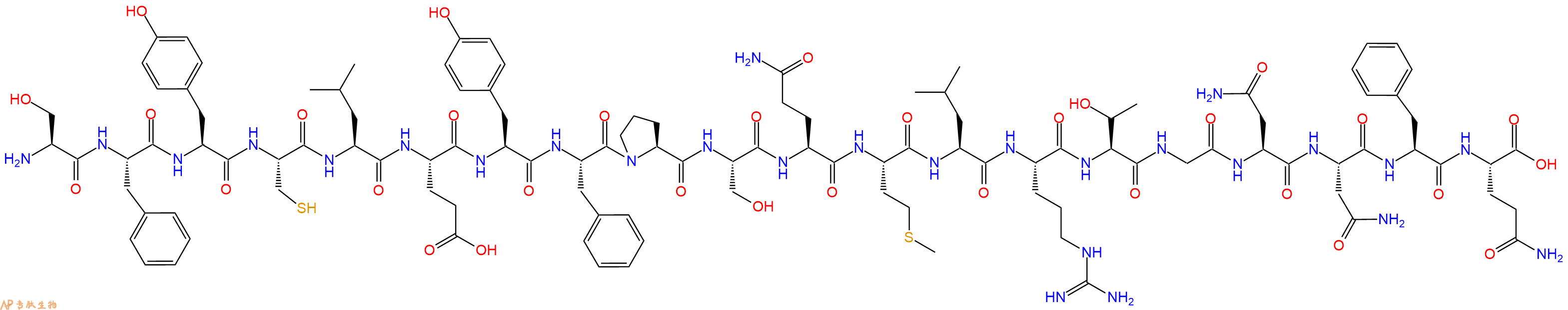 专肽生物产品H2N-Ser-Phe-Tyr-Cys-Leu-Glu-Tyr-Phe-Pro-Ser-Gln-Met-Leu-Arg-Thr-Gly-Asn-Asn-Phe-Gln-OH