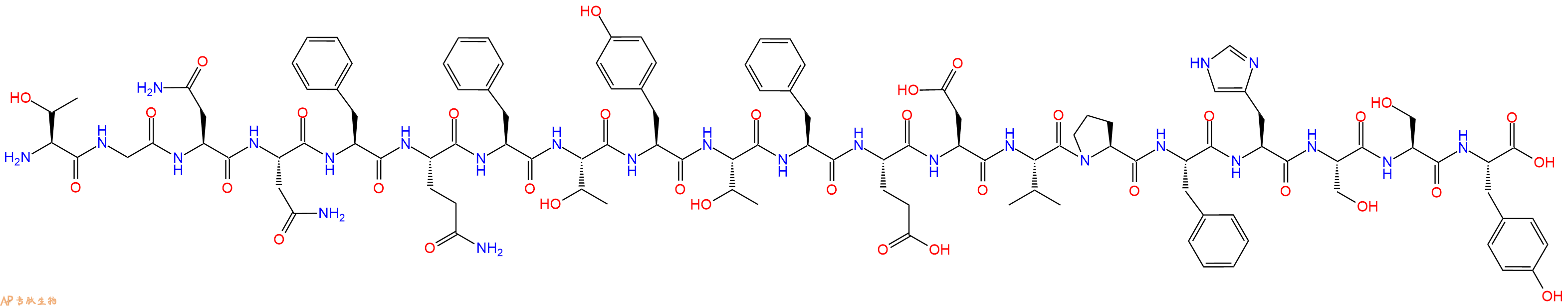 专肽生物产品H2N-Thr-Gly-Asn-Asn-Phe-Gln-Phe-Thr-Tyr-Thr-Phe-Glu-Asp-Val-Pro-Phe-His-Ser-Ser-Tyr-OH