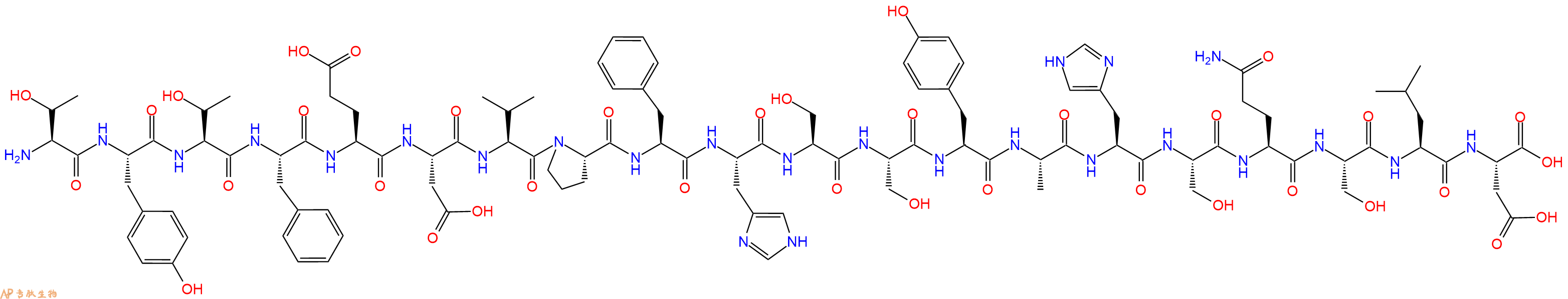 专肽生物产品H2N-Thr-Tyr-Thr-Phe-Glu-Asp-Val-Pro-Phe-His-Ser-Ser-Tyr-Ala-His-Ser-Gln-Ser-Leu-Asp-OH