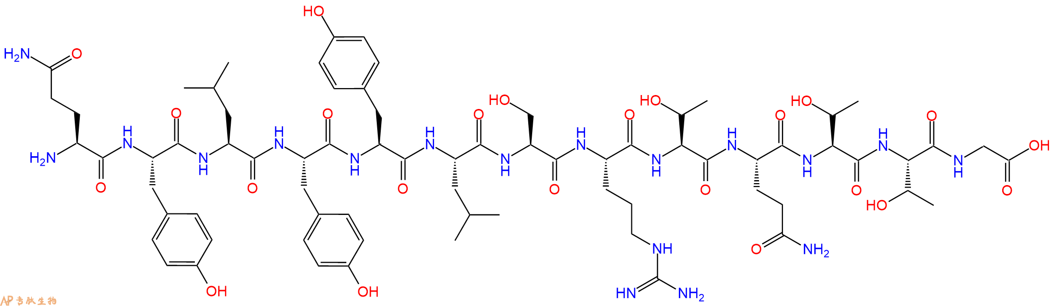 专肽生物产品H2N-Gln-Tyr-Leu-Tyr-Tyr-Leu-Ser-Arg-Thr-Gln-Thr-Thr-Gly-OH