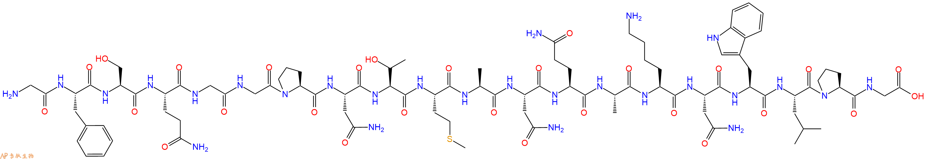 专肽生物产品H2N-Gly-Phe-Ser-Gln-Gly-Gly-Pro-Asn-Thr-Met-Ala-Asn-Gln-Ala-Lys-Asn-Trp-Leu-Pro-Gly-OH