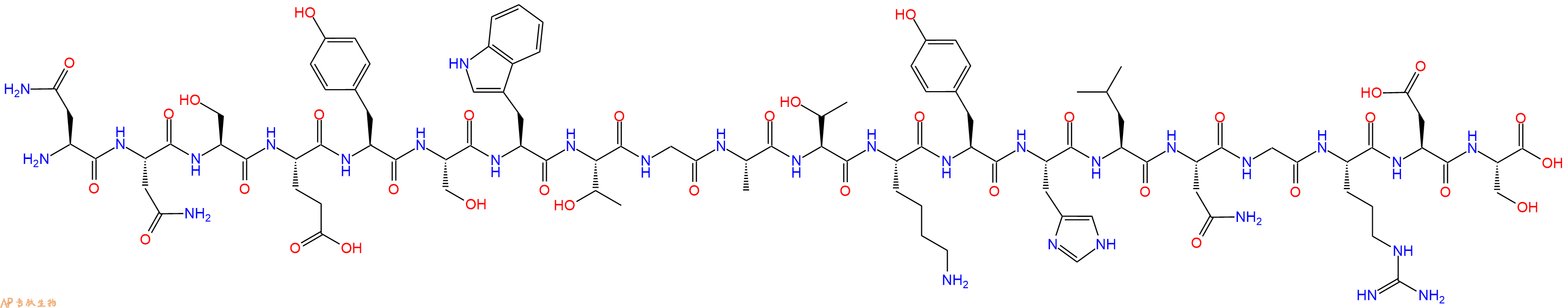 专肽生物产品H2N-Asn-Asn-Ser-Glu-Tyr-Ser-Trp-Thr-Gly-Ala-Thr-Lys-Tyr-His-Leu-Asn-Gly-Arg-Asp-Ser-OH