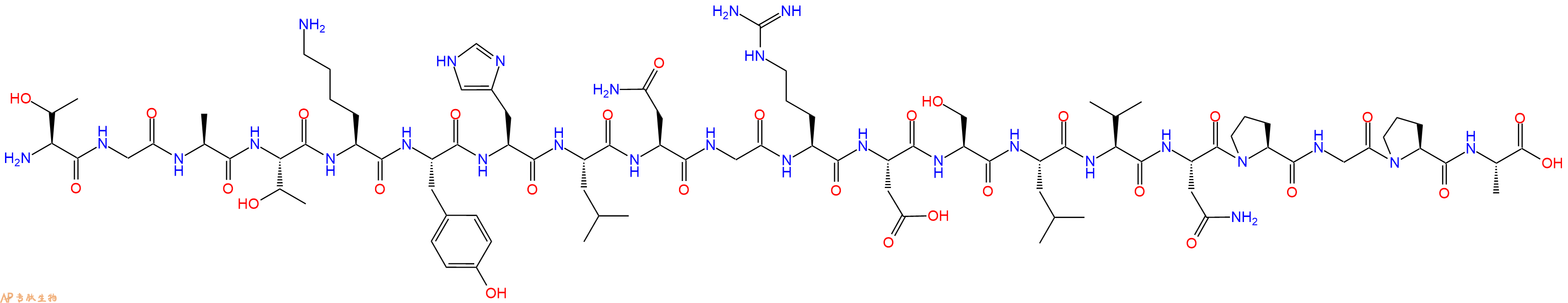 专肽生物产品H2N-Thr-Gly-Ala-Thr-Lys-Tyr-His-Leu-Asn-Gly-Arg-Asp-Ser-Leu-Val-Asn-Pro-Gly-Pro-Ala-OH