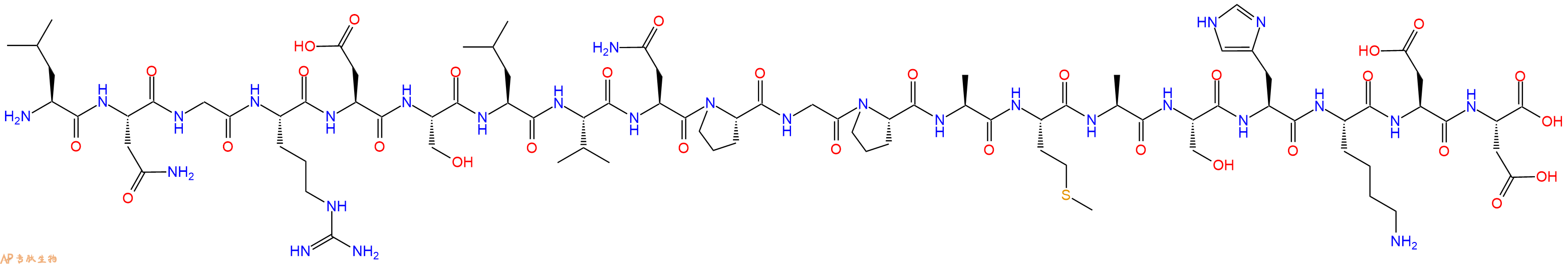 专肽生物产品H2N-Leu-Asn-Gly-Arg-Asp-Ser-Leu-Val-Asn-Pro-Gly-Pro-Ala-Met-Ala-Ser-His-Lys-Asp-Asp-OH