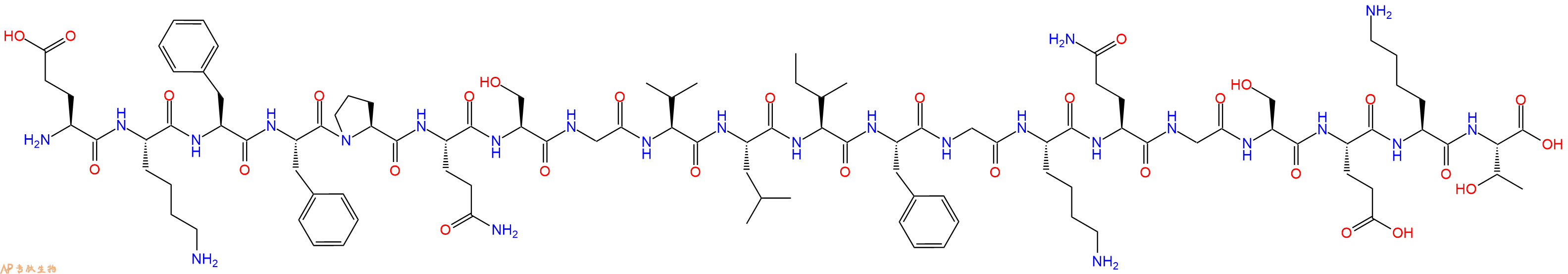 专肽生物产品H2N-Glu-Lys-Phe-Phe-Pro-Gln-Ser-Gly-Val-Leu-Ile-Phe-Gly-Lys-Gln-Gly-Ser-Glu-Lys-Thr-OH