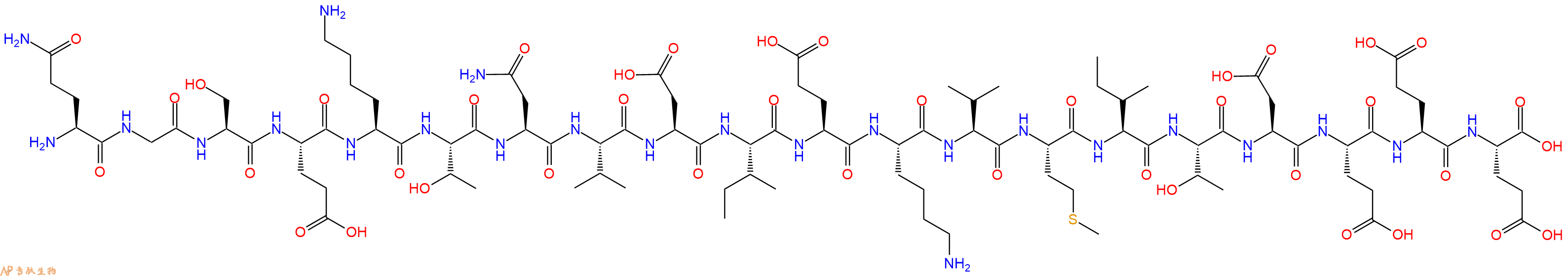 专肽生物产品H2N-Gln-Gly-Ser-Glu-Lys-Thr-Asn-Val-Asp-Ile-Glu-Lys-Val-Met-Ile-Thr-Asp-Glu-Glu-Glu-OH