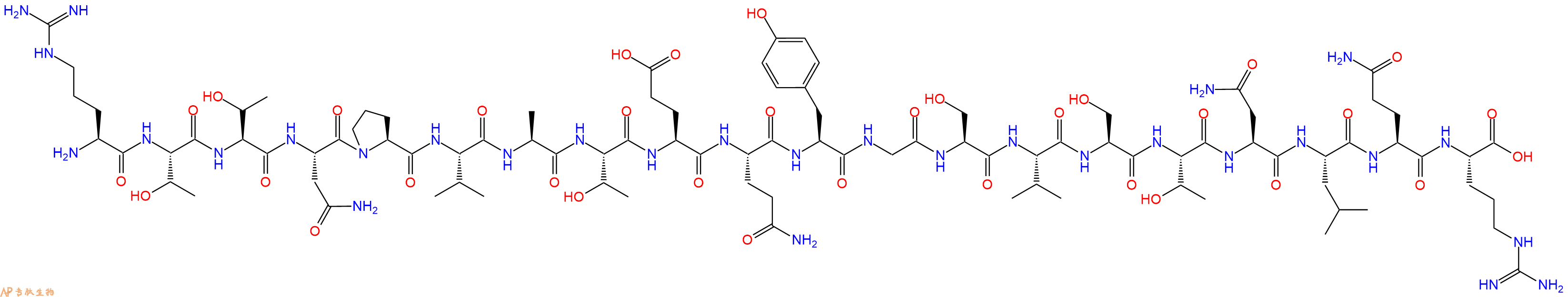 专肽生物产品H2N-Arg-Thr-Thr-Asn-Pro-Val-Ala-Thr-Glu-Gln-Tyr-Gly-Ser-Val-Ser-Thr-Asn-Leu-Gln-Arg-OH