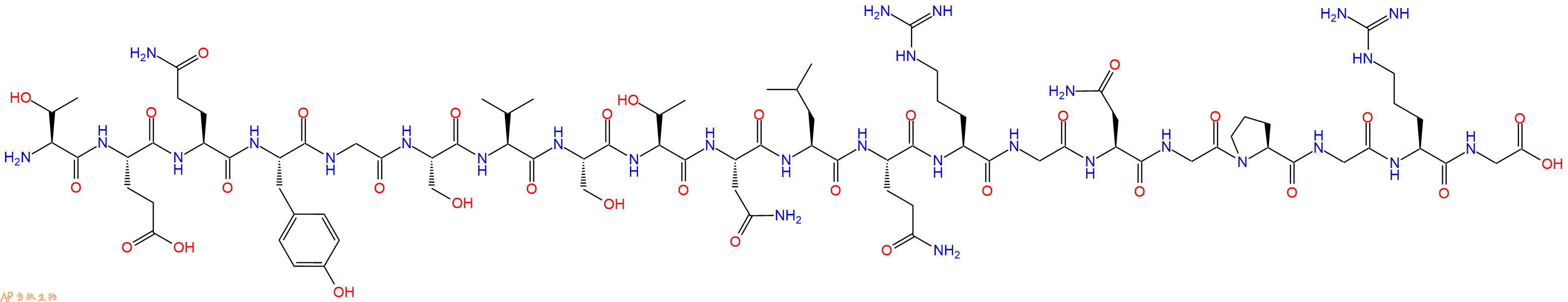 专肽生物产品H2N-Thr-Glu-Gln-Tyr-Gly-Ser-Val-Ser-Thr-Asn-Leu-Gln-Arg-Gly-Asn-Gly-Pro-Gly-Arg-Gly-OH