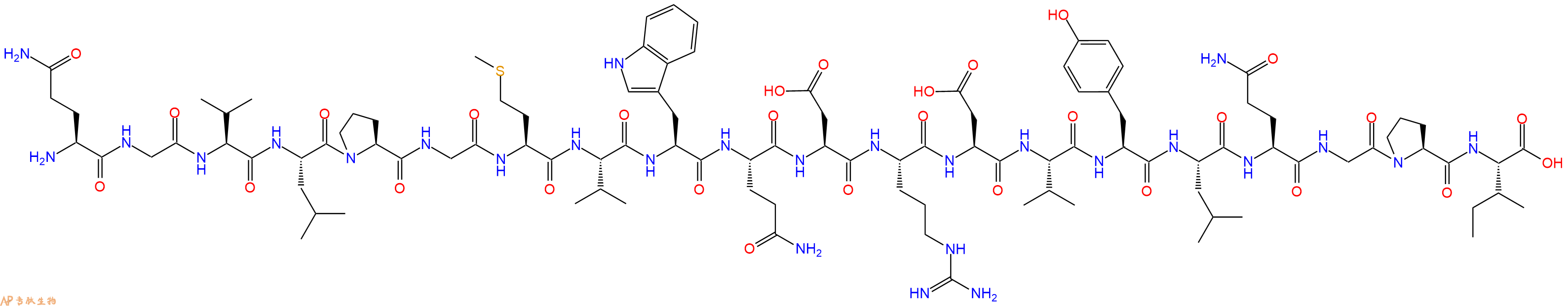 专肽生物产品H2N-Gln-Gly-Val-Leu-Pro-Gly-Met-Val-Trp-Gln-Asp-Arg-Asp-Val-Tyr-Leu-Gln-Gly-Pro-Ile-OH