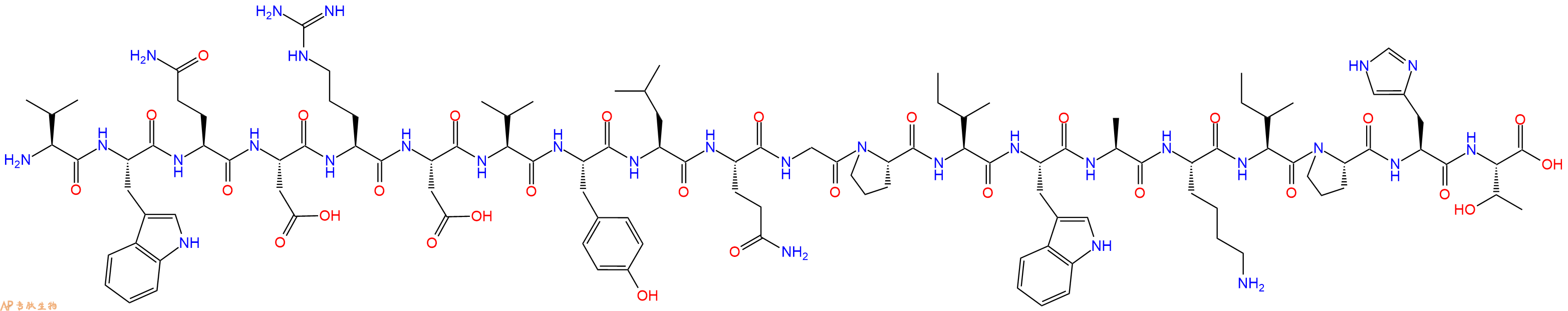 专肽生物产品H2N-Val-Trp-Gln-Asp-Arg-Asp-Val-Tyr-Leu-Gln-Gly-Pro-Ile-Trp-Ala-Lys-Ile-Pro-His-Thr-OH