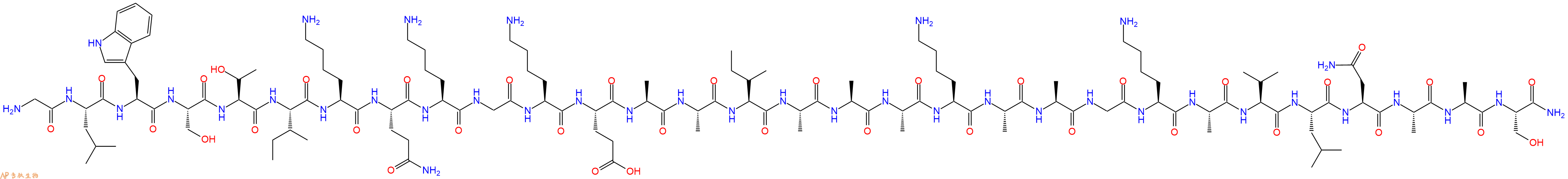 专肽生物产品H2N-Gly-Leu-Trp-Ser-Thr-Ile-Lys-Gln-Lys-Gly-Lys-Glu-Ala-Ala-Ile-Ala-Ala-Ala-Lys-Ala-Ala-Gly-Lys-Ala-Val-Leu-Asn-Ala-Ala-Ser-CONH2
