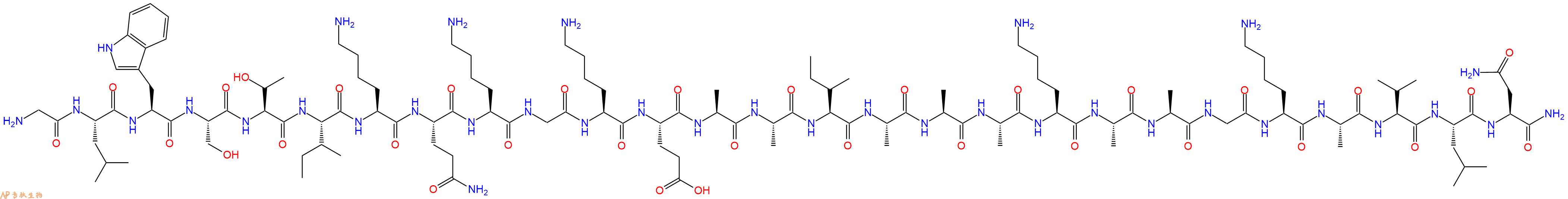 专肽生物产品H2N-Gly-Leu-Trp-Ser-Thr-Ile-Lys-Gln-Lys-Gly-Lys-Glu-Ala-Ala-Ile-Ala-Ala-Ala-Lys-Ala-Ala-Gly-Lys-Ala-Val-Leu-Asn-CONH2