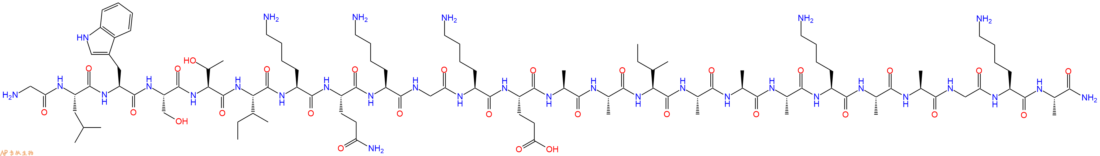专肽生物产品H2N-Gly-Leu-Trp-Ser-Thr-Ile-Lys-Gln-Lys-Gly-Lys-Glu-Ala-Ala-Ile-Ala-Ala-Ala-Lys-Ala-Ala-Gly-Lys-Ala-CONH2