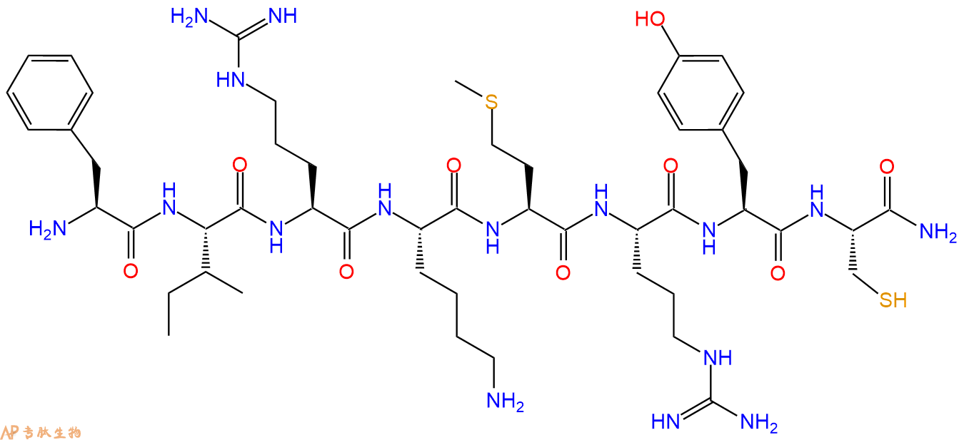 专肽生物产品H2N-Phe-Ile-Arg-Lys-Met-Arg-Tyr-Cys-CONH2