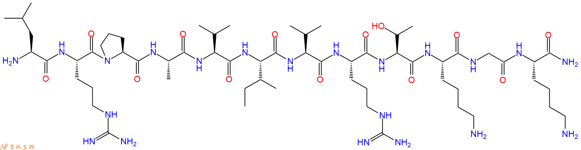 专肽生物产品H2N-Leu-Arg-Pro-Ala-Val-Ile-Val-Arg-Thr-Lys-Gly-Lys-CONH2