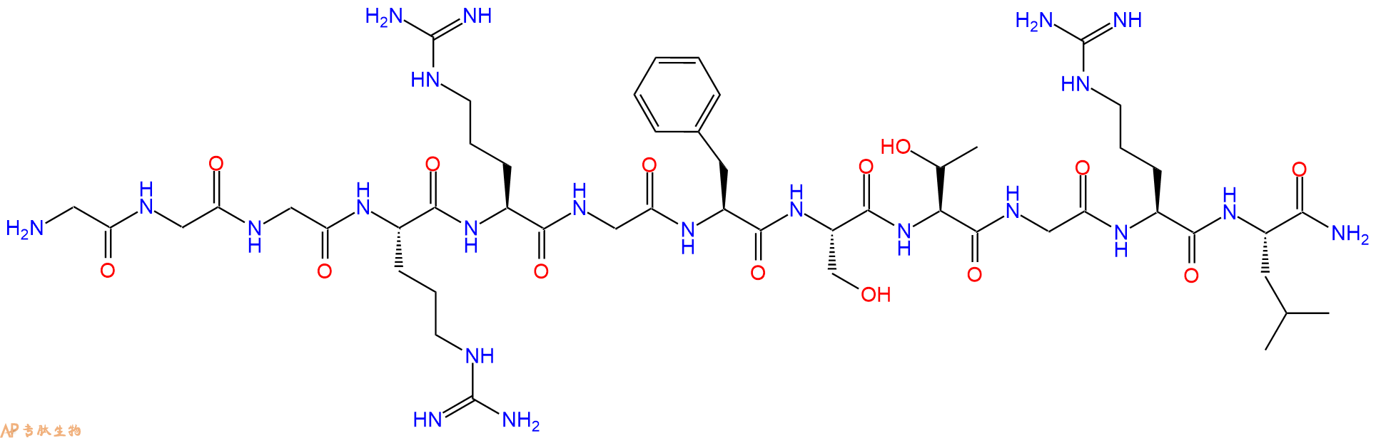 专肽生物产品H2N-Gly-Gly-Gly-Arg-Arg-Gly-Phe-Ser-Thr-Gly-Arg-Leu-CONH2