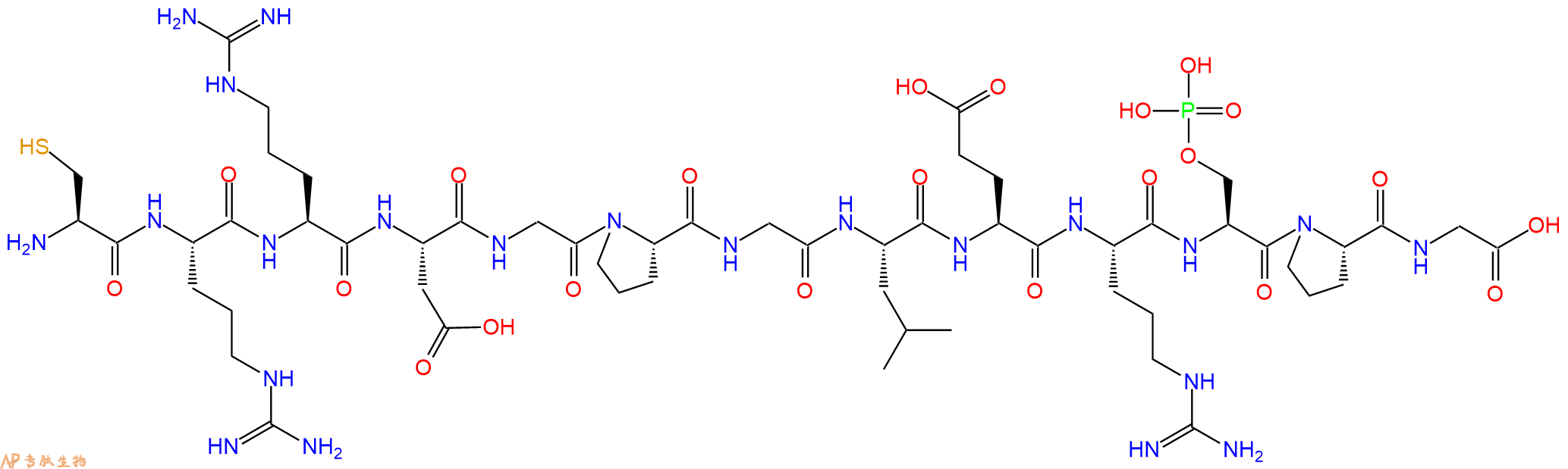 专肽生物产品H2N-Cys-Arg-Arg-Asp-Gly-Pro-Gly-Leu-Glu-Arg-Ser(PO3H2)-Pro-Gly-OH