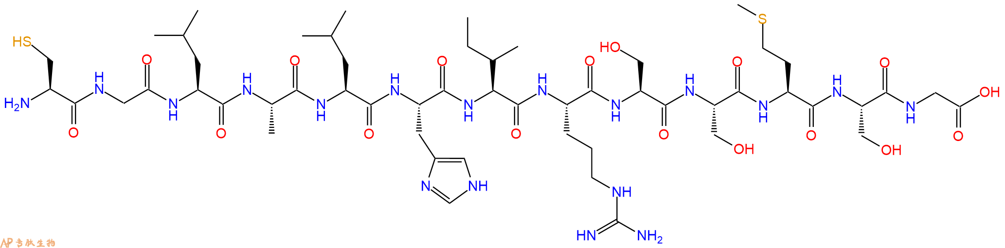 专肽生物产品H2N-Cys-Gly-Leu-Ala-Leu-His-Ile-Arg-Ser-Ser-Met-Ser-Gly-OH