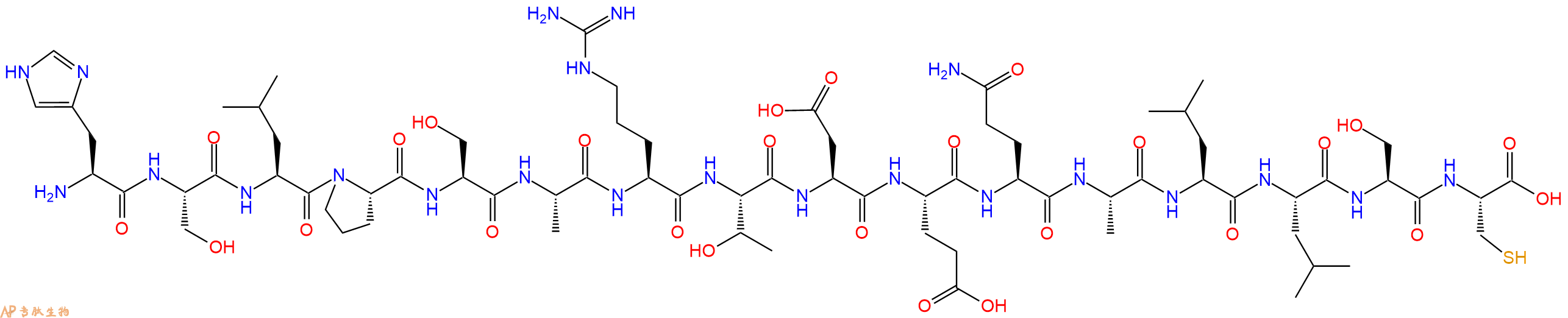 专肽生物产品H2N-His-Ser-Leu-Pro-Ser-Ala-Arg-Thr-Asp-Glu-Gln-Ala-Leu-Leu-Ser-Cys-OH