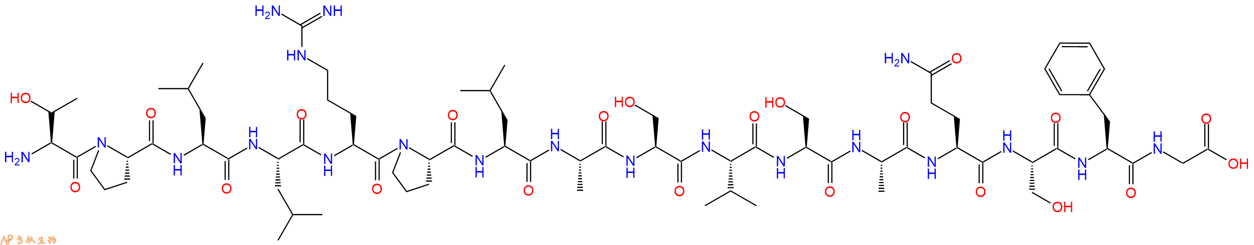 专肽生物产品H2N-Thr-Pro-Leu-Leu-Arg-Pro-Leu-Ala-Ser-Val-Ser-Ala-Gln-Ser-Phe-Gly-OH