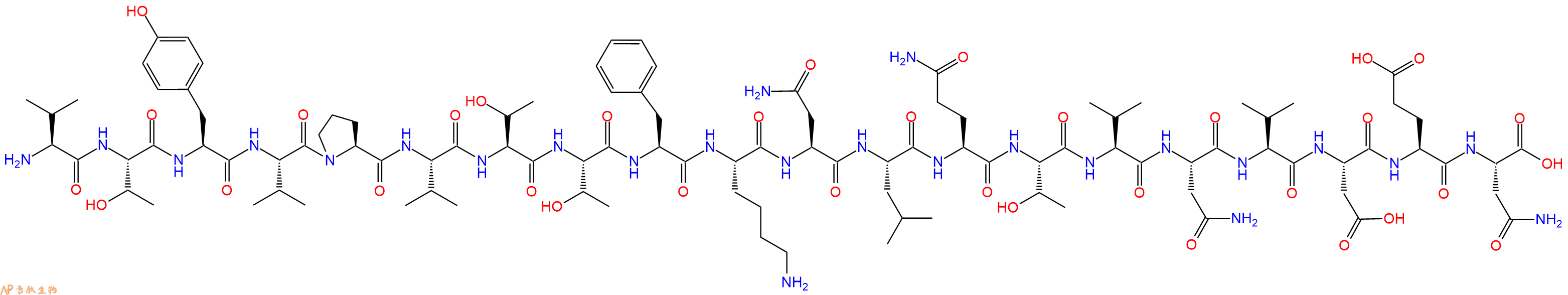 专肽生物产品H2N-Val-Thr-Tyr-Val-Pro-Val-Thr-Thr-Phe-Lys-Asn-Leu-Gln-Thr-Val-Asn-Val-Asp-Glu-Asn-OH