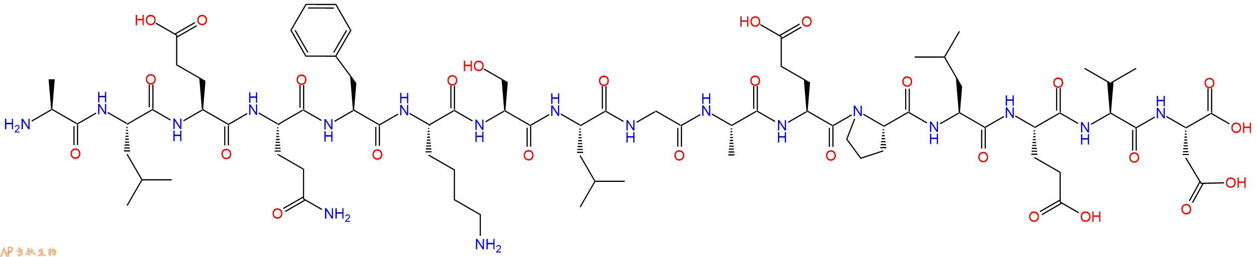 专肽生物产品H2N-Ala-Leu-Glu-Gln-Phe-Lys-Ser-Leu-Gly-Ala-Glu-Pro-Leu-Glu-Val-Asp-OH