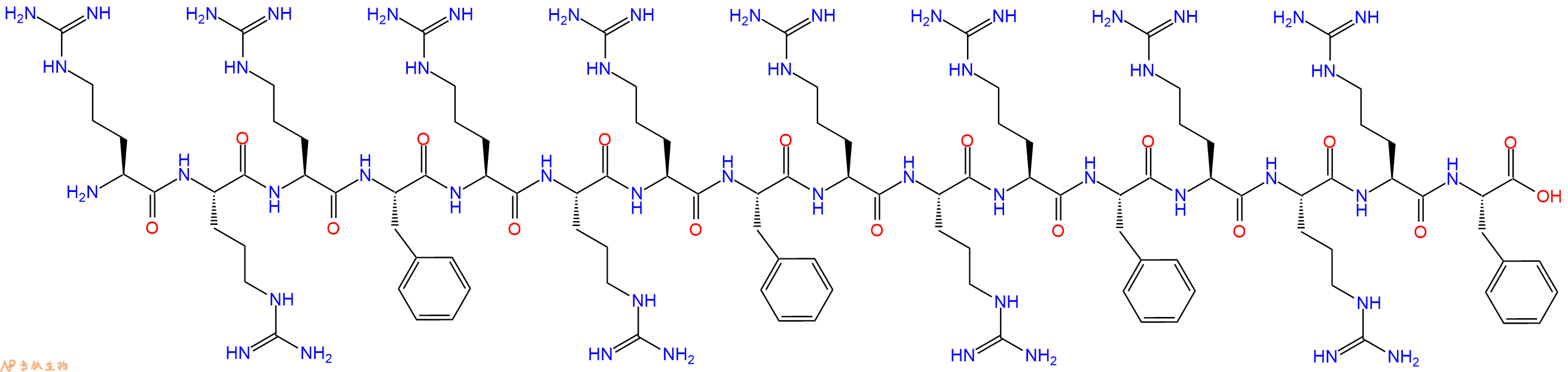 专肽生物产品H2N-Arg-Arg-Arg-Phe-Arg-Arg-Arg-Phe-Arg-Arg-Arg-Phe-Arg-Arg-Arg-Phe-OH