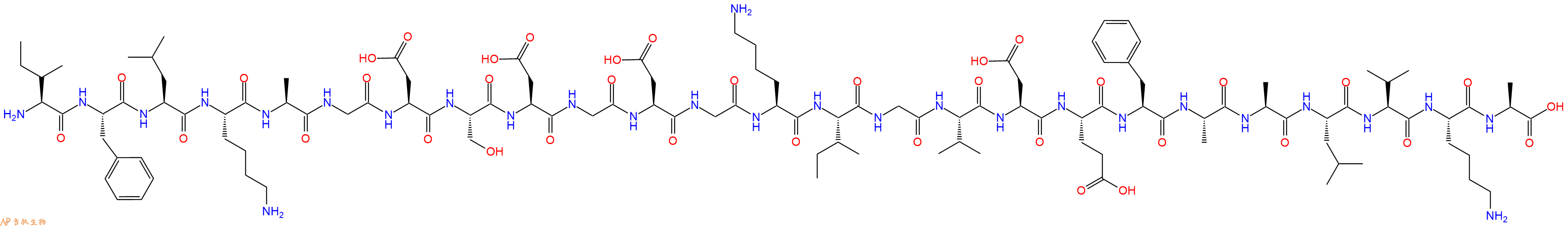 专肽生物产品H2N-Ile-Phe-Leu-Lys-Ala-Gly-Asp-Ser-Asp-Gly-Asp-Gly-Lys-Ile-Gly-Val-Asp-Glu-Phe-Ala-Ala-Leu-Val-Lys-Ala-OH