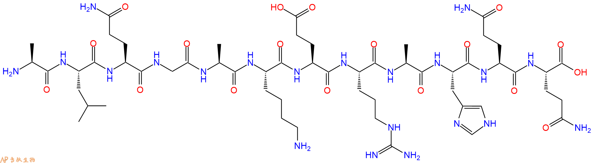 专肽生物产品H2N-Ala-Leu-Gln-Gly-Ala-Lys-Glu-Arg-Ala-His-Gln-Gln-OH