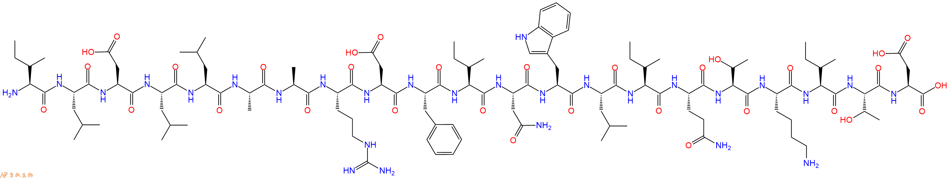 专肽生物产品H2N-Ile-Leu-Asp-Leu-Leu-Ala-Ala-Arg-Asp-Phe-Ile-Asn-Trp-Leu-Ile-Gln-Thr-Lys-Ile-Thr-Asp-OH