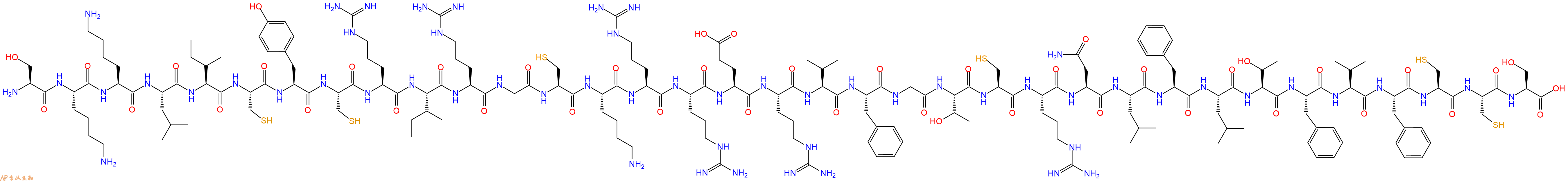 专肽生物产品H2N-Ser-Lys-Lys-Leu-Ile-Cys-Tyr-Cys-Arg-Ile-Arg-Gly-Cys-Lys-Arg-Arg-Glu-Arg-Val-Phe-Gly-Thr-Cys-Arg-Asn-Leu-Phe-Leu-Thr-Phe-Val-Phe-Cys-Cys-Ser-OH
