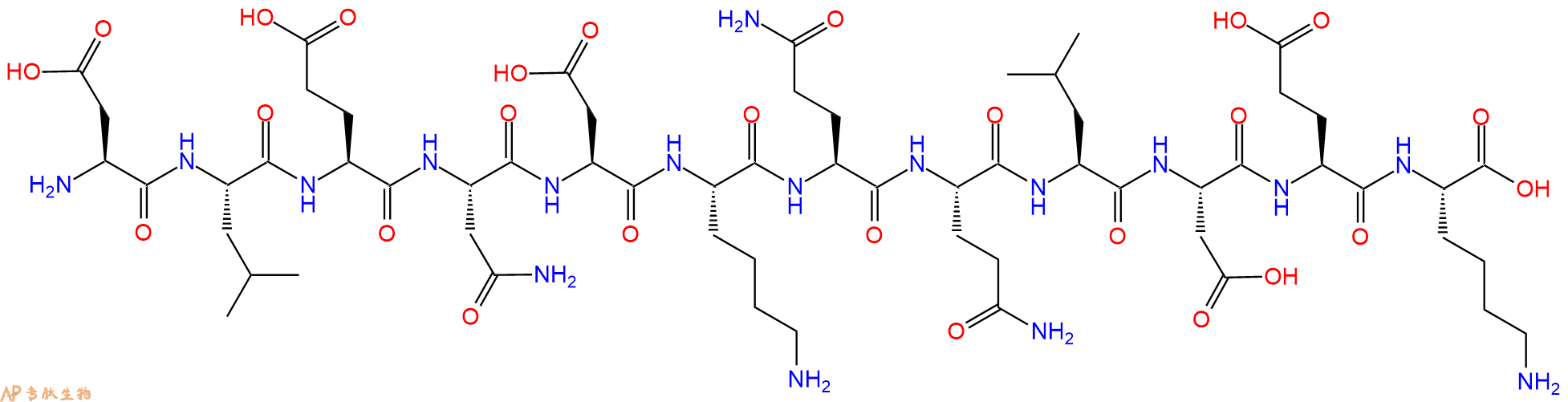 专肽生物产品H2N-Asp-Leu-Glu-Asn-Asp-Lys-Gln-Gln-Leu-Asp-Glu-Lys-OH