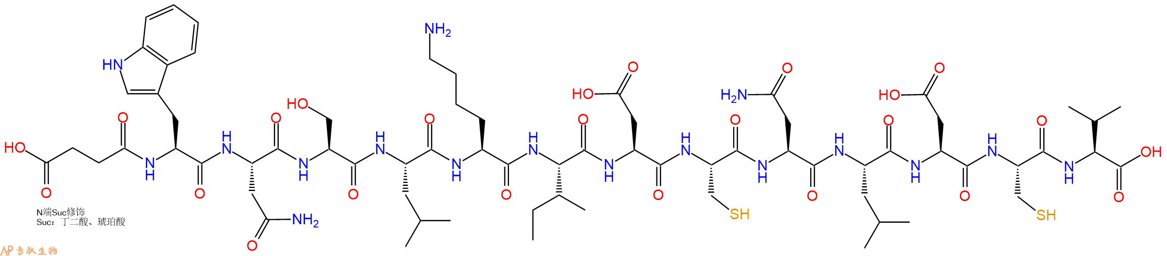 专肽生物产品Suc-Trp-Asn-Ser-Leu-Lys-Ile-Asp-Cys-Asn-Leu-Asp-Cys-Val-OH
