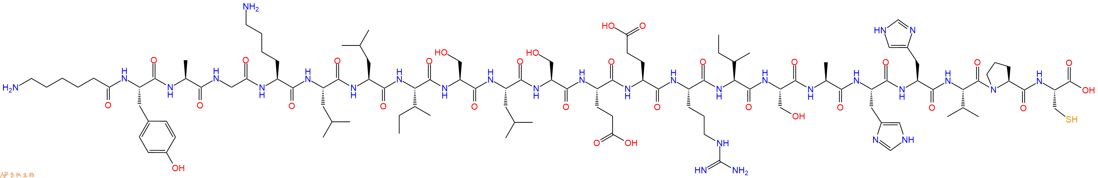 专肽生物产品H2N-Ahx-Tyr-Ala-Gly-Lys-Leu-Leu-Ile-Ser-Leu-Ser-Glu-Glu-Arg-Ile-Ser-Ala-His-His-Val-Pro-Cys-OH