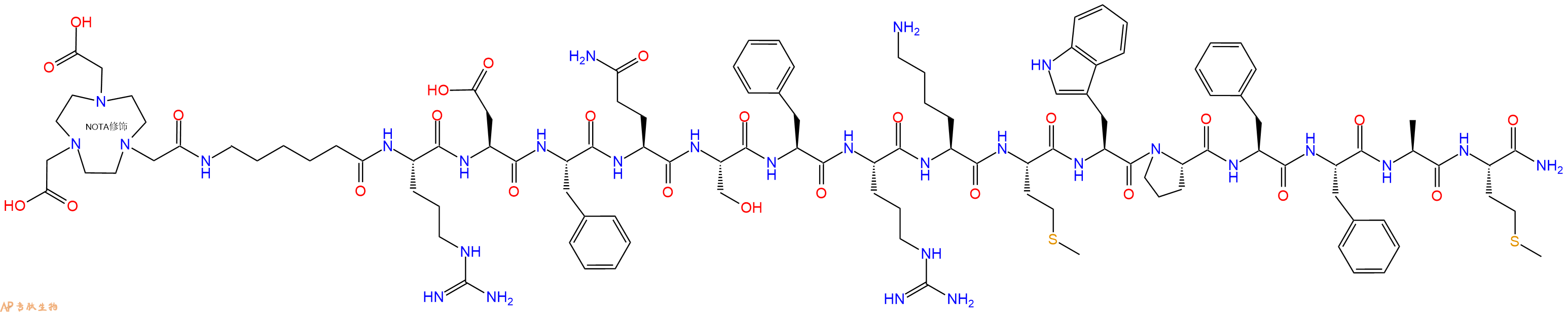 专肽生物产品NOTA-Ahx-Arg-Asp-Phe-Gln-Ser-Phe-Arg-Lys-Met-Trp-Pro-Phe-Phe-Ala-Met-CONH2