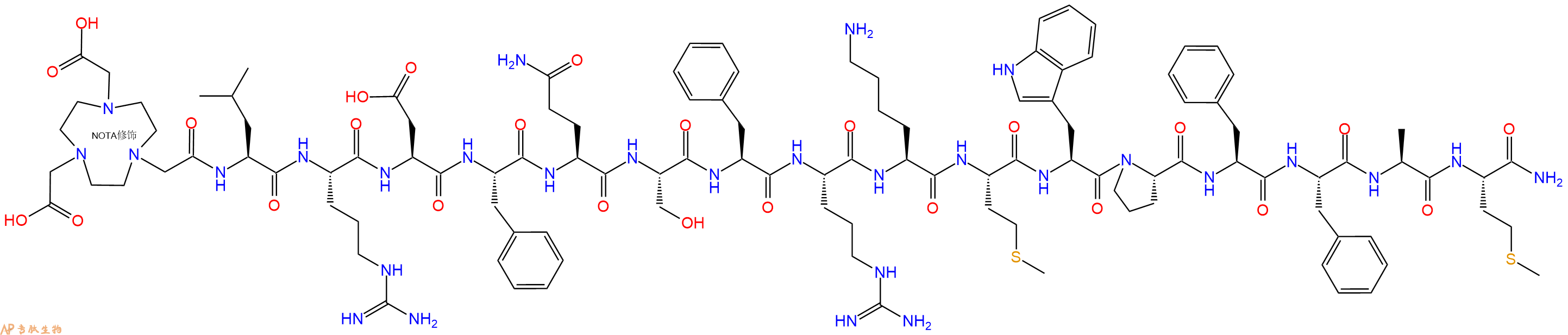 专肽生物产品NOTA-Leu-Arg-Asp-Phe-Gln-Ser-Phe-Arg-Lys-Met-Trp-Pro-Phe-Phe-Ala-Met-CONH2