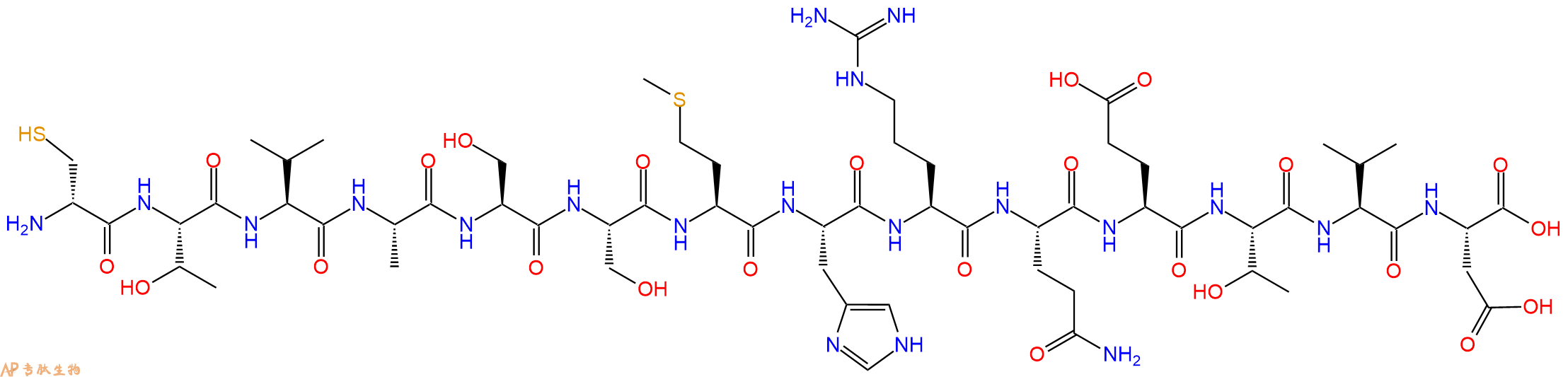 专肽生物产品H2N-DCys-Thr-Val-Ala-Ser-Ser-Met-His-Arg-Gln-Glu-Thr-Val-Asp-OH