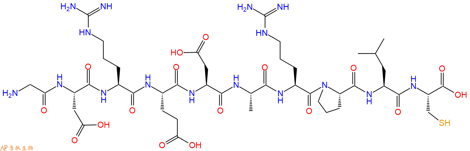 专肽生物产品H2N-Gly-Asp-Arg-Glu-Asp-Ala-Arg-Pro-Leu-Cys-OH