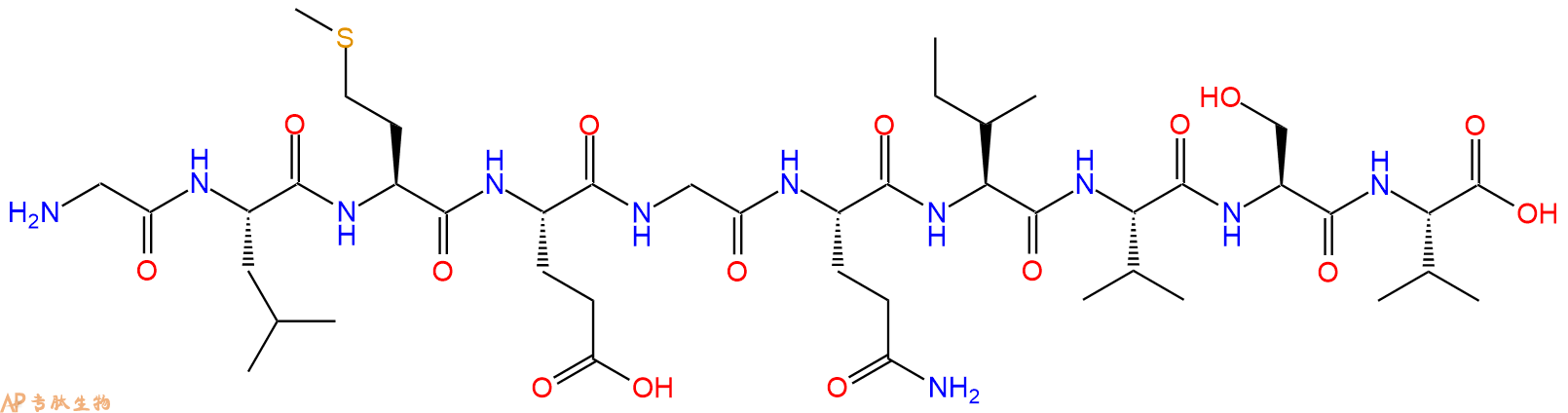 专肽生物产品H2N-Gly-Leu-Met-Glu-Gly-Gln-Ile-Val-Ser-Val-OH