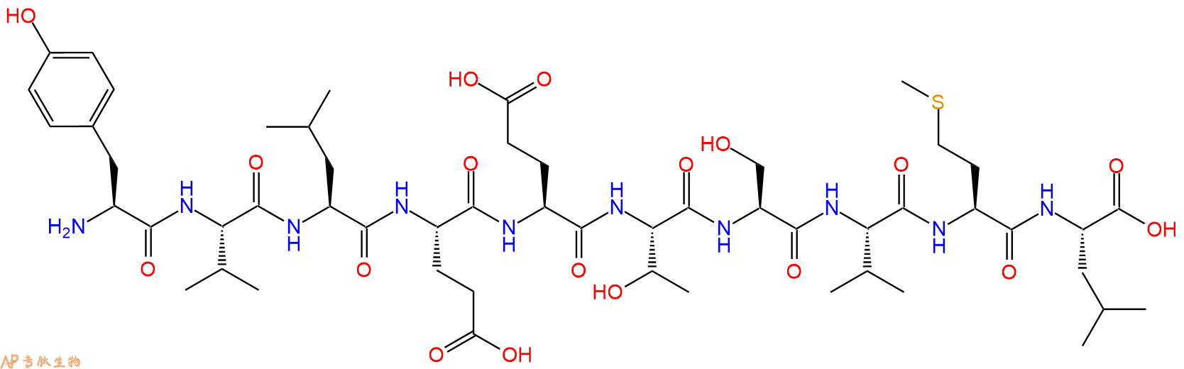 专肽生物产品H2N-Tyr-Val-Leu-Glu-Glu-Thr-Ser-Val-Met-Leu-OH