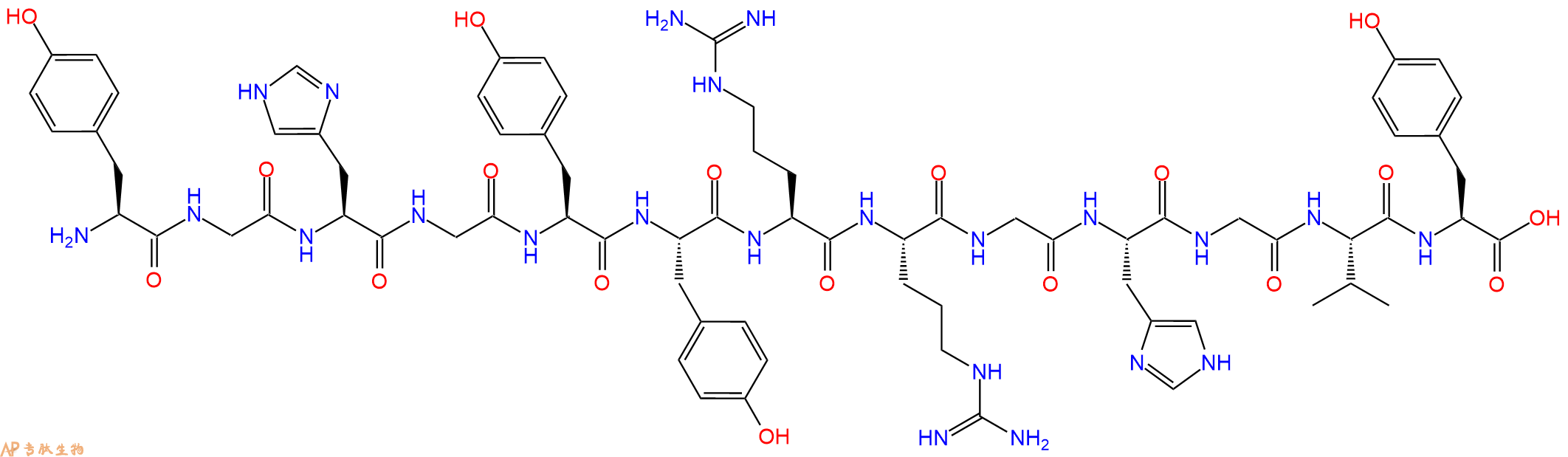 专肽生物产品H2N-Tyr-Gly-His-Gly-Tyr-Tyr-Arg-Arg-Gly-His-Gly-Val-Tyr-OH