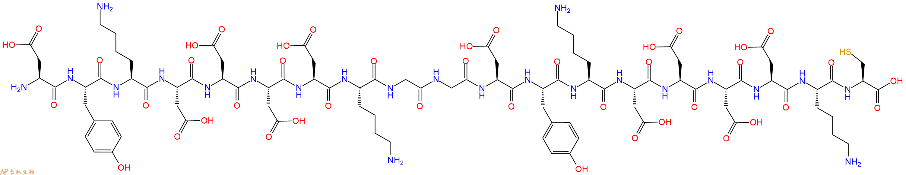 专肽生物产品H2N-Asp-Tyr-Lys-Asp-Asp-Asp-Asp-Lys-Gly-Gly-Asp-Tyr-Lys-Asp-Asp-Asp-Asp-Lys-Cys-OH