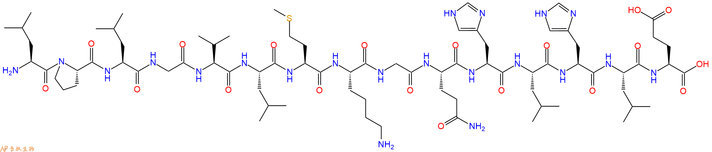 专肽生物产品H2N-Leu-Pro-Leu-Gly-Val-Leu-Met-Lys-Gly-Gln-His-Leu-His-Leu-Glu-OH